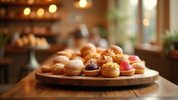 Savourez la pâtisserie créative grâce au plateau tournant pratique